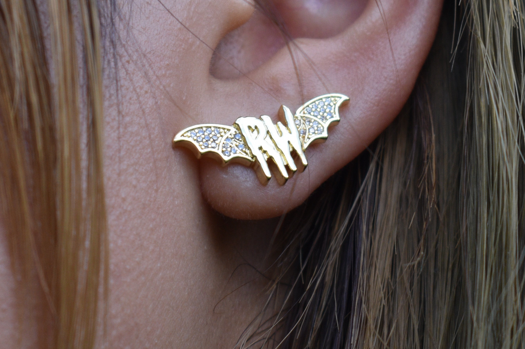 Roxy wrld Gold bat wing earrings