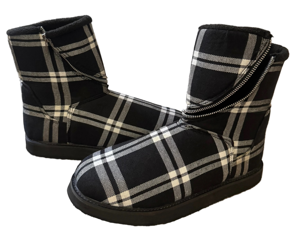 zipper flannel boots (sample pair 1of1)