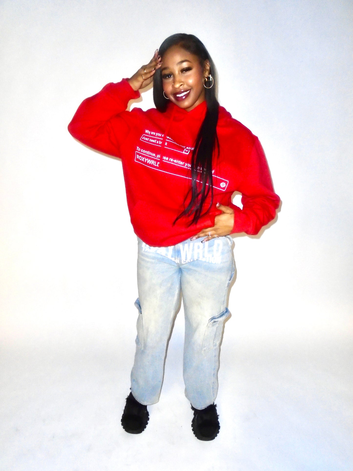 Red roxy wrld runway hoodie